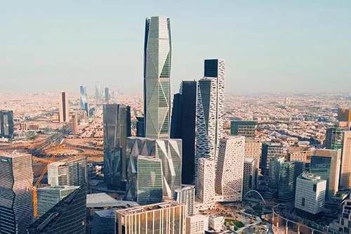 The iconic skyline of King Abdullah Financial District (KAFD) showcases its architectural marvels, including Tower 1.15—symbolizing Riyadh’s vision for a world-class financial and business hub.